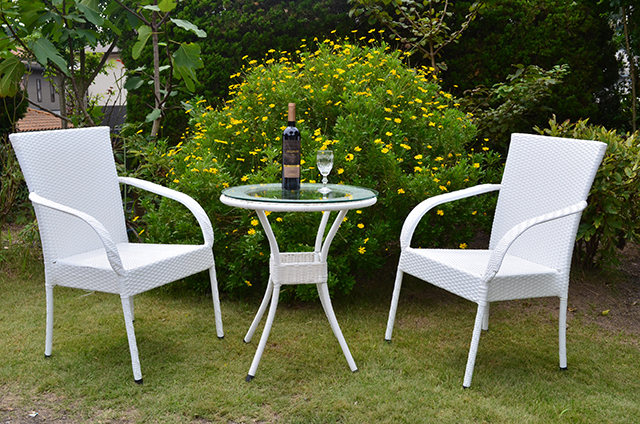 ラタンホワイトテーブル&チェアセット ラタンホワイトテーブル&チェアセット