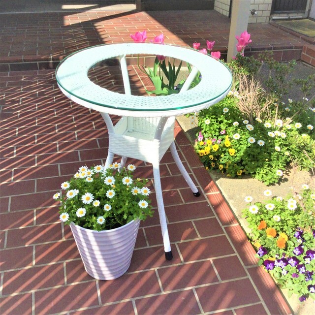 ガーデンファニチャー ラタン調 60cm 円形 テーブル【送料無料】 ガーデンファニチャー ラタン調 60cm 円形 テーブル【送料無料】