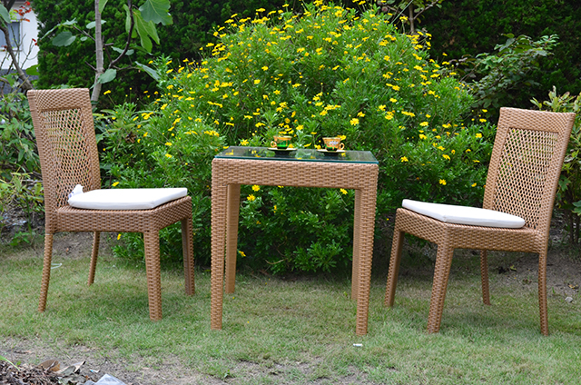 ラタン調テーブル&チェア 3点セット【送料無料】