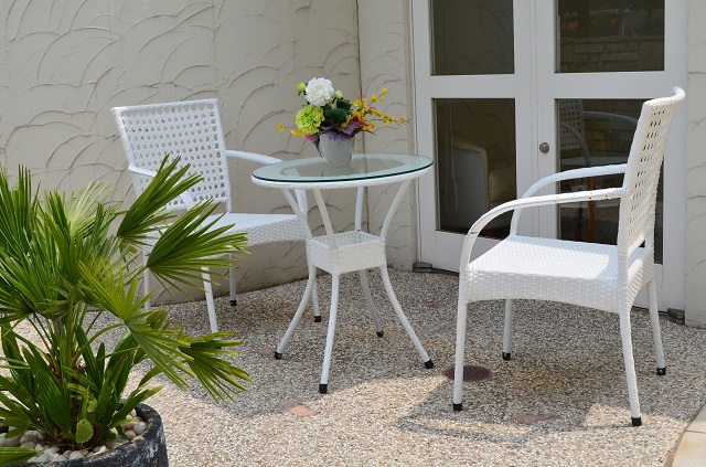 ガーデンファニチャー　ラタン調　テーブル チェア　3点セット set376【送料無料】