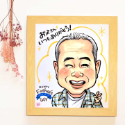 母の日 父の日のプレゼントに　にがおえ＋ 上羽京　Mサイズ 4人まで可 ペットもお入れできます　似顔絵 【送料無料】