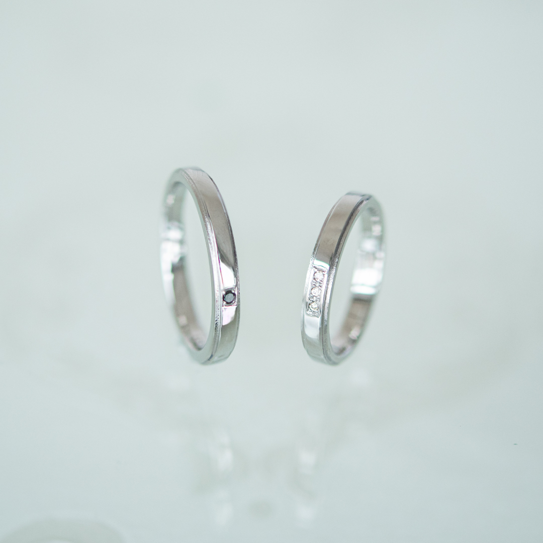 ペアリング ステンレススチール ダイヤモンド【ペア売り】(4月誕生石)(アガパンサス/愛/花)[0613840210-0613845403]