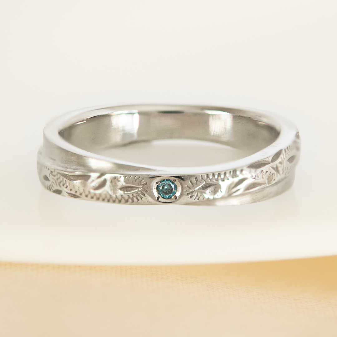 リング ステンレススチール ブルーダイヤモンド