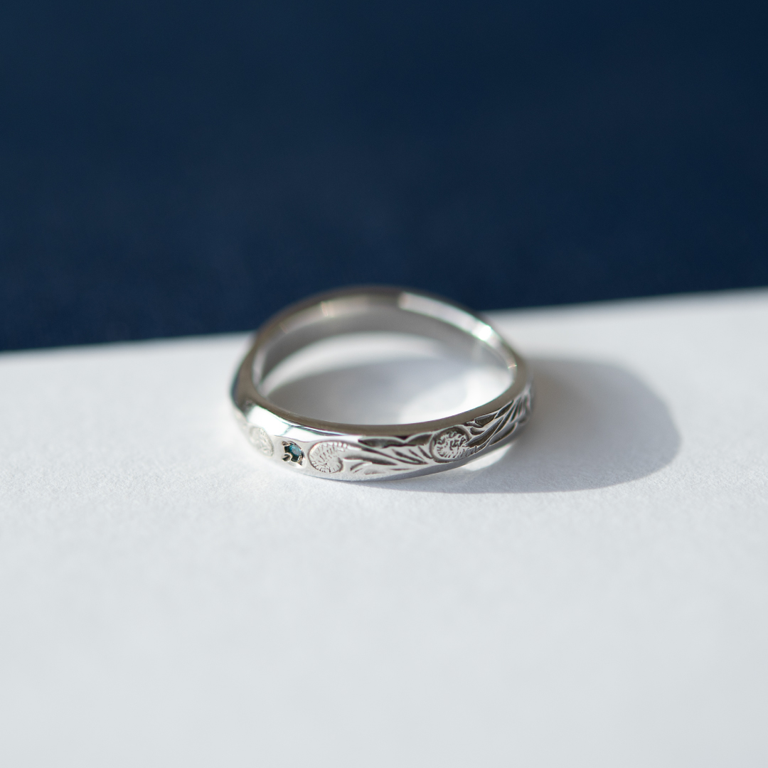 リング ステンレススチール ブルーダイヤモンド