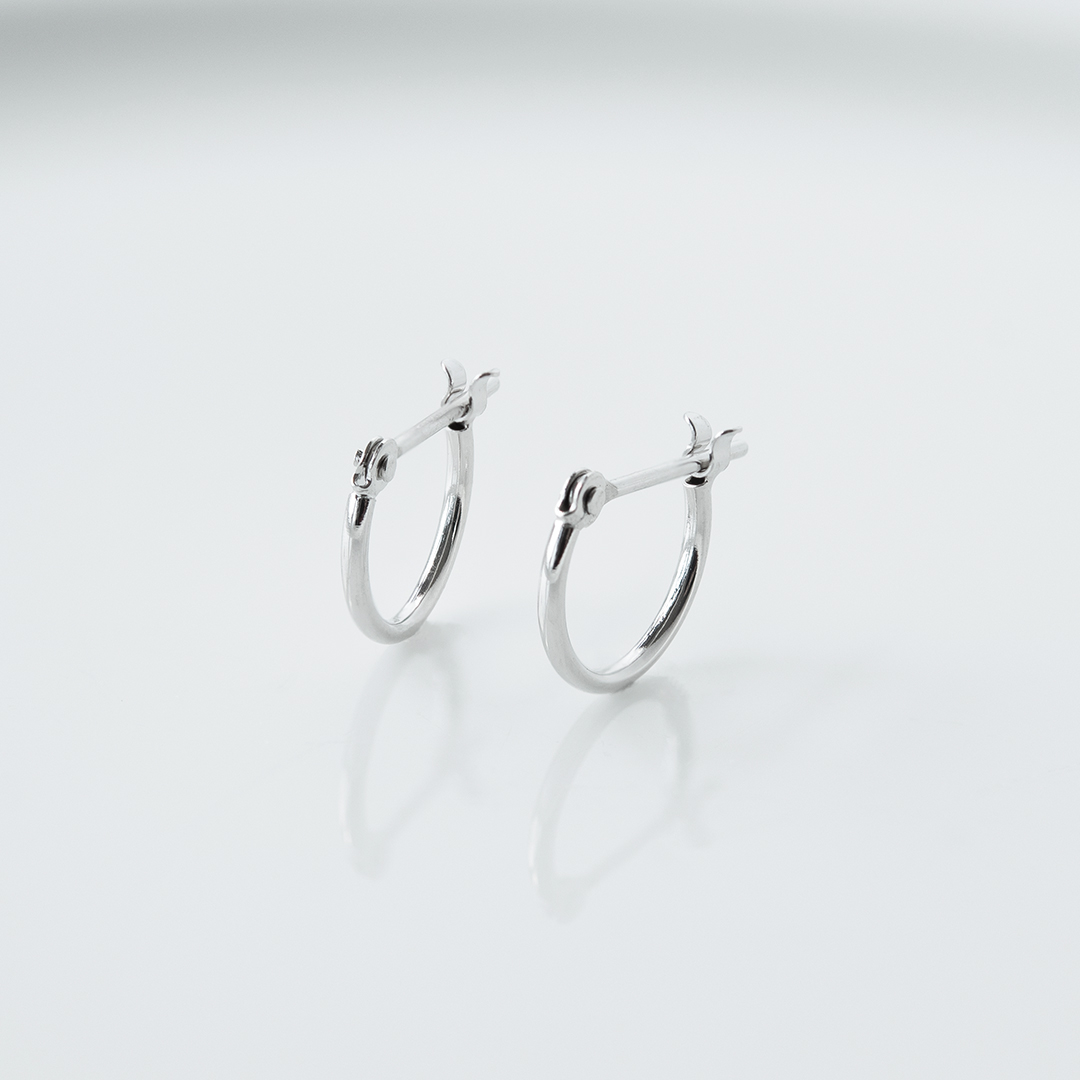 【1mmパイプ直径10mm】スナップピアス K10ホワイトゴールド