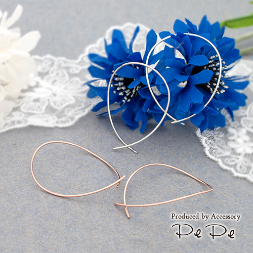 フープピアス K14ゴールドフィルド プラチナコーティング