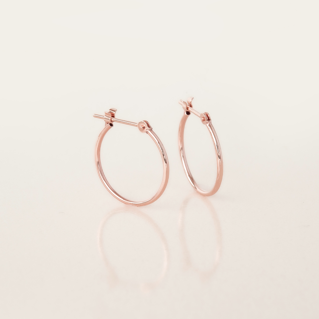 【1mmパイプ直径15mm】スナップピアス K10ピンクゴールド