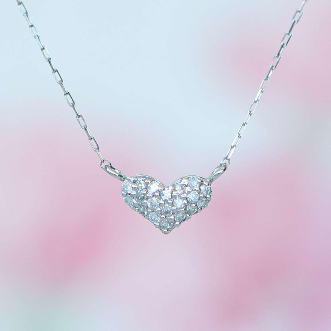 ネックレス プラチナ ダイヤモンド0.１ct(4月誕生石)(パヴェ)(ハート)[2221140211]