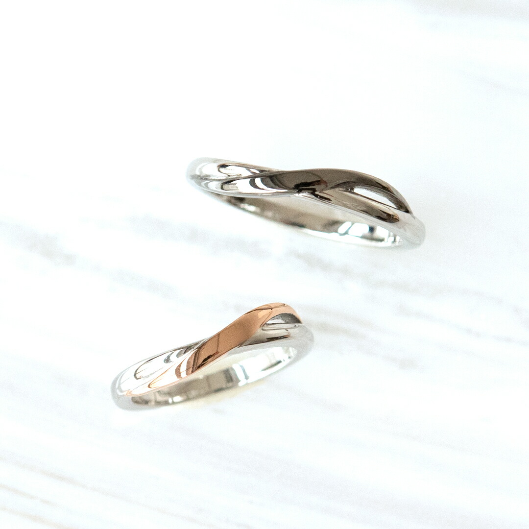 【ペアセット】リング ステンレススチール ピンクゴールドIPコーティング ガンメタIPコーティング