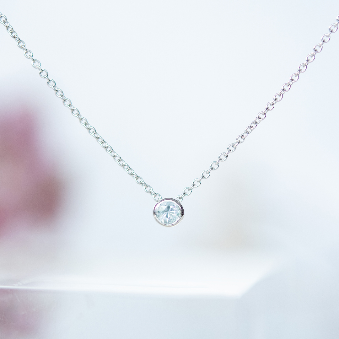 【PURE】ネックレス シルバー925 ロジウムコーティング アクアマリン