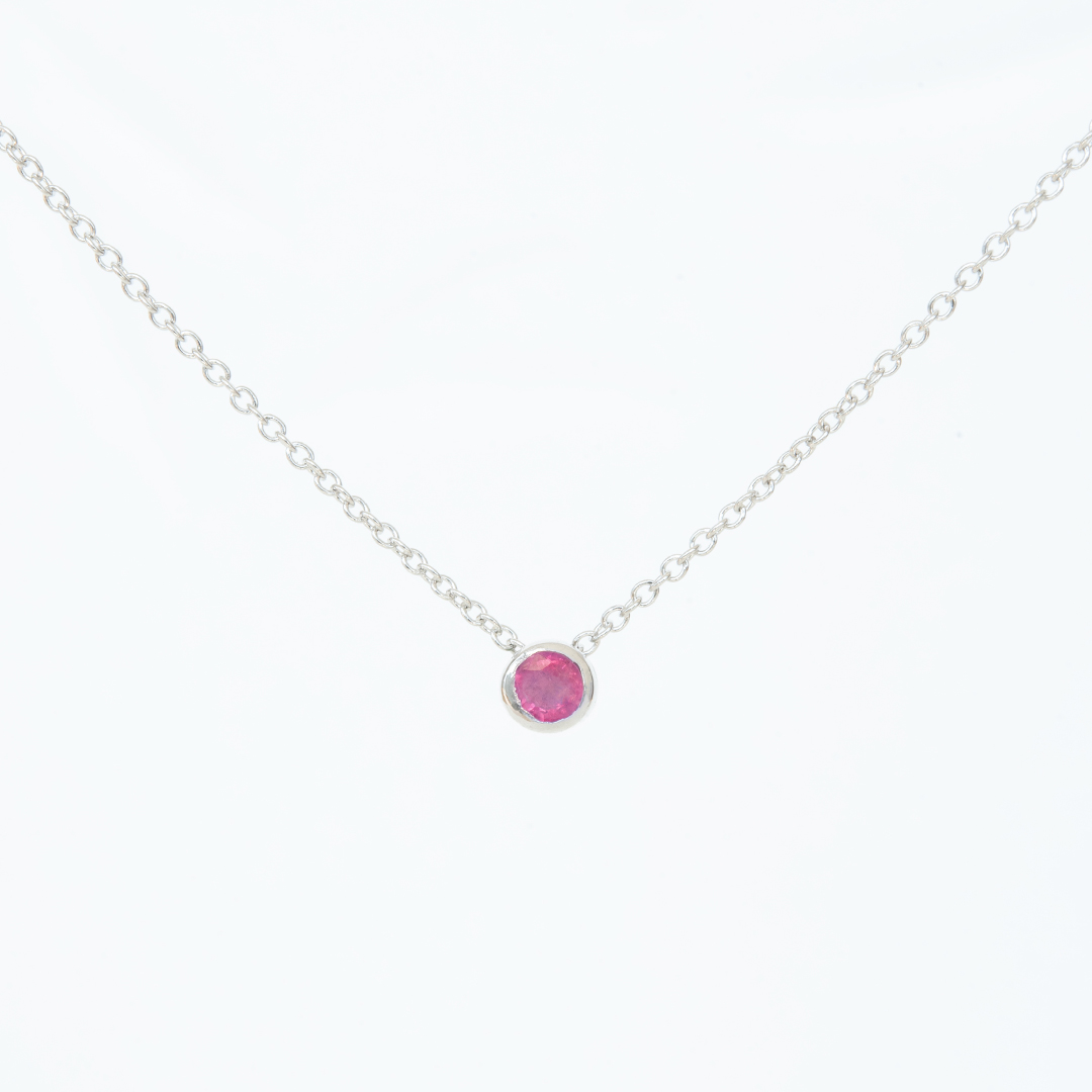 【PURE】ネックレス シルバー925 ロジウムコーティング ルビー