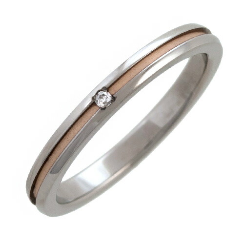 【fefe×ファイテン(Phiten)】リング チタン ピンクゴールドIPコーティング ダイヤモンド