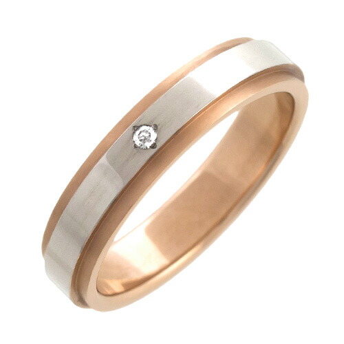 【fefe×ファイテン(Phiten)】リング チタン ピンクゴールドIPコーティング ダイヤモンド