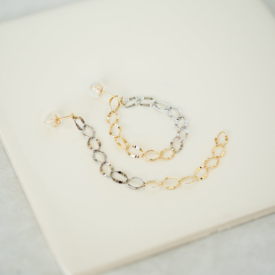 ピアス K10イエローゴールド ロジウムコーティング(地金)(バイカラー)[4851500101]