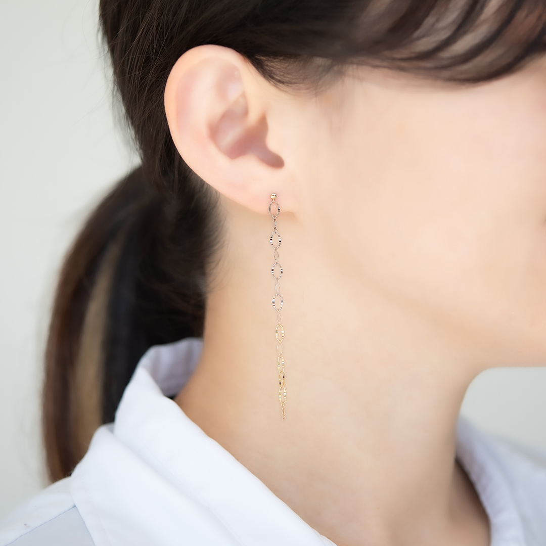 ピアス K10イエローゴールド ロジウムコーティング