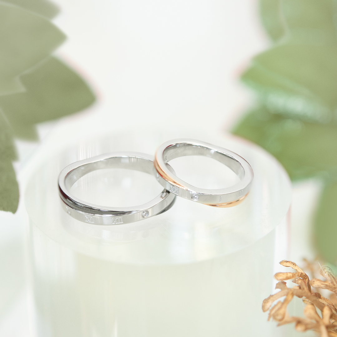 【ペアセット】リング サージカルステンレス ピンクゴールドIPコーティング ブラックIPコーティングIPコーティング ダイヤモンド