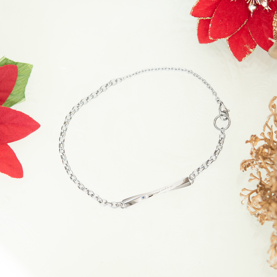 【2025 Christmas gift collection】ブレスレット サージカルステンレス ブルーキュービックジルコニア