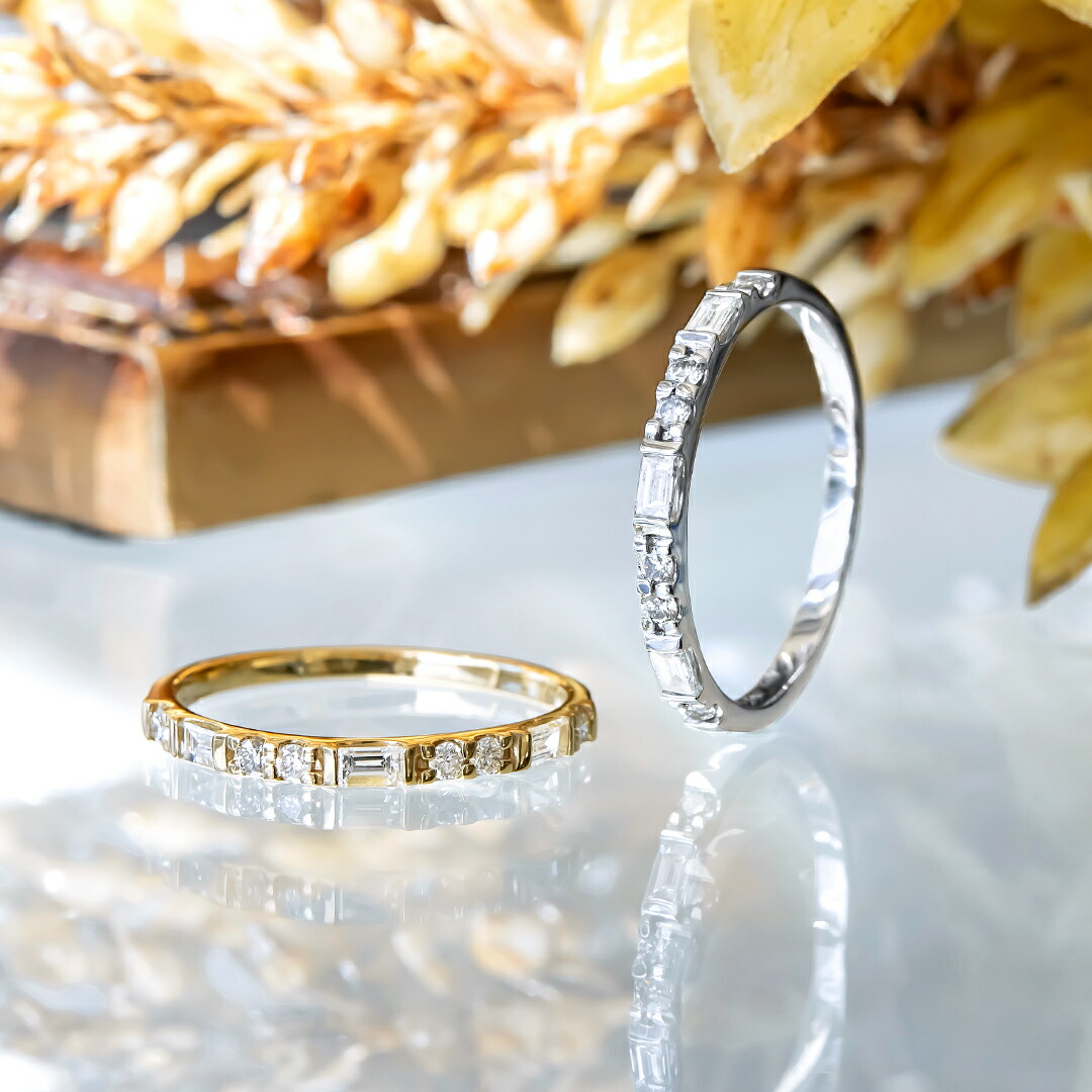 リング K18イエローゴールド・プラチナ900 ダイヤモンド合計0.2ct (4月 