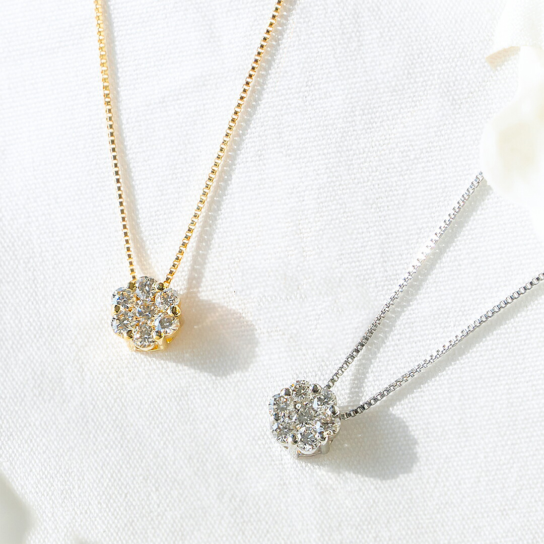 ネックレス K18イエローゴールド・プラチナ ダイヤモンド