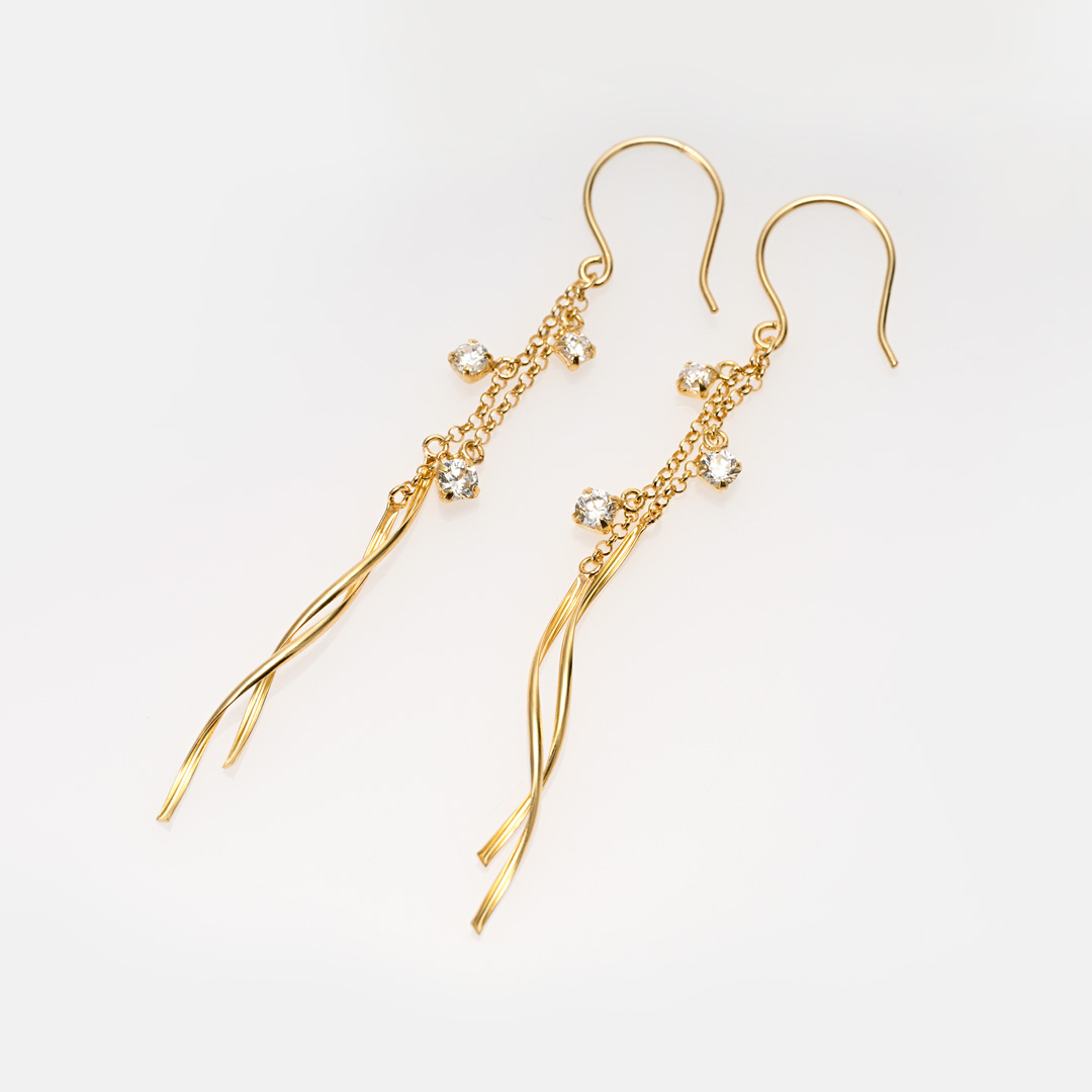 【在庫限り 特別価格】フックピアス K10イエローゴールド キュービックジルコニア