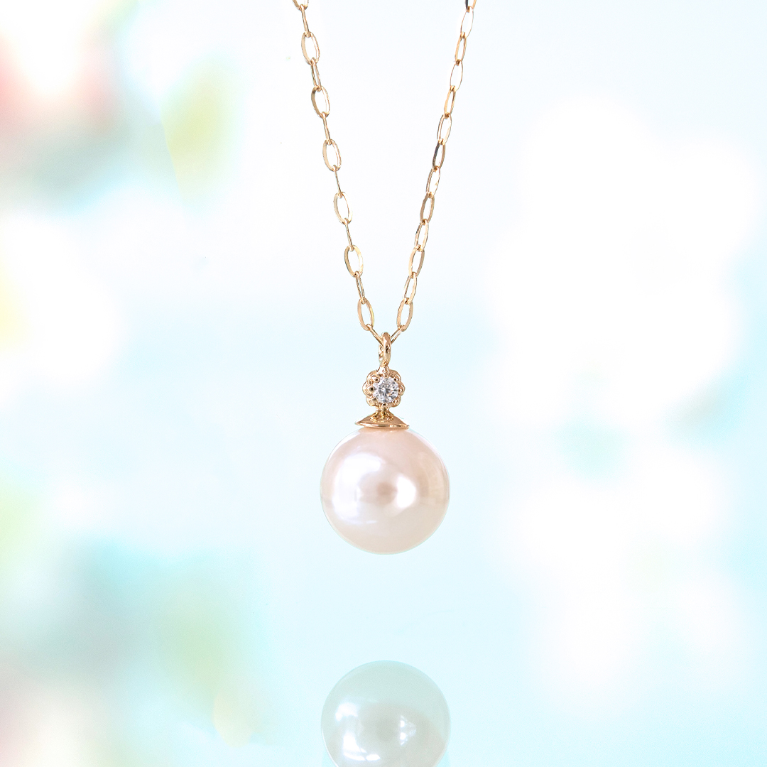 ネックレス K10イエローゴールド アコヤパール キュービックジルコニア