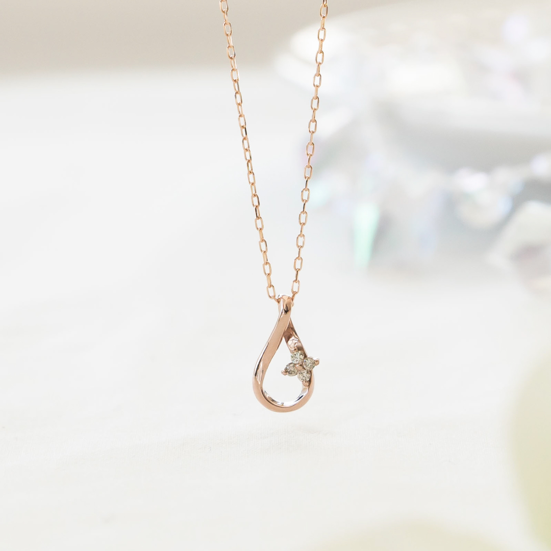 ネックレス K10ピンクゴールド ダイヤモンド