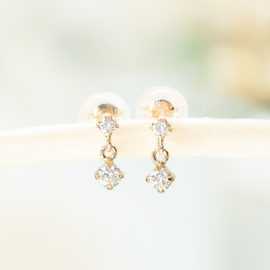 ピアス K10イエローゴールド ダイヤモンド