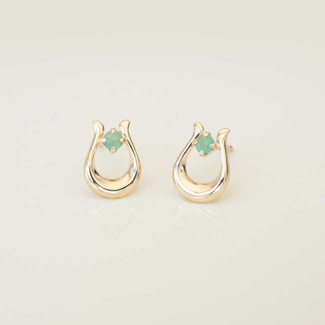 ピアス K10イエローゴールド エメラルド