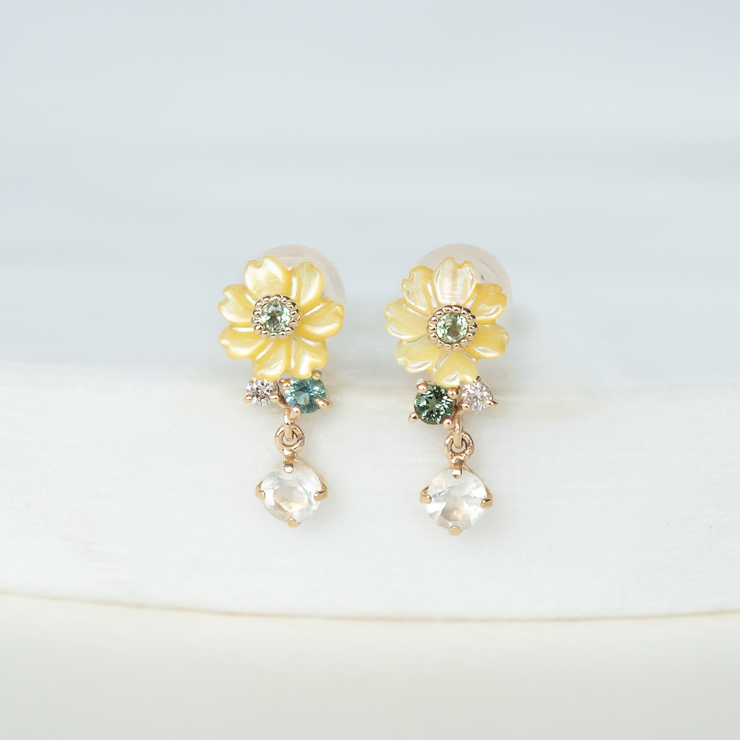 ピアス K10イエローゴールド(JLージュエルー)(ブーケ)(福寿草