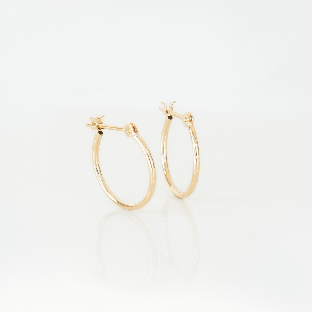 【1mmパイプ直径13mm】スナップピアス K10イエローゴールド