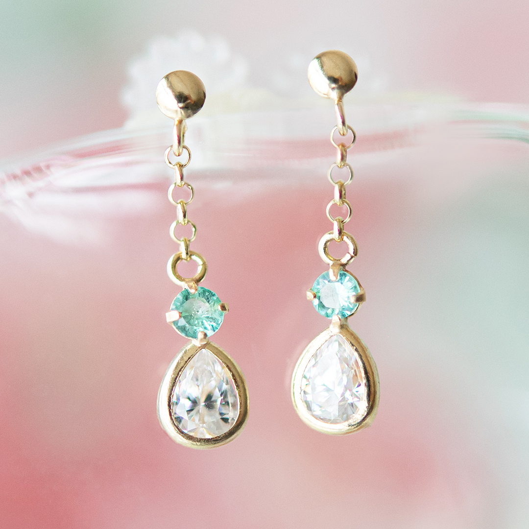 ピアス K10イエローゴールド エメラルド キュービックジルコニア(5月誕生石)(天然石)[9452305001]