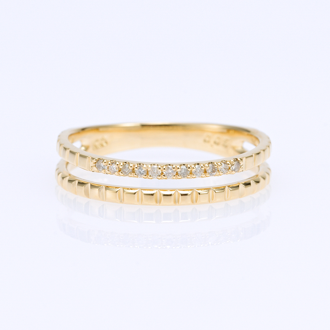 リング K10イエローゴールド ダイヤモンド合計0.05ct(4月誕生石)(2連)[0611340212]