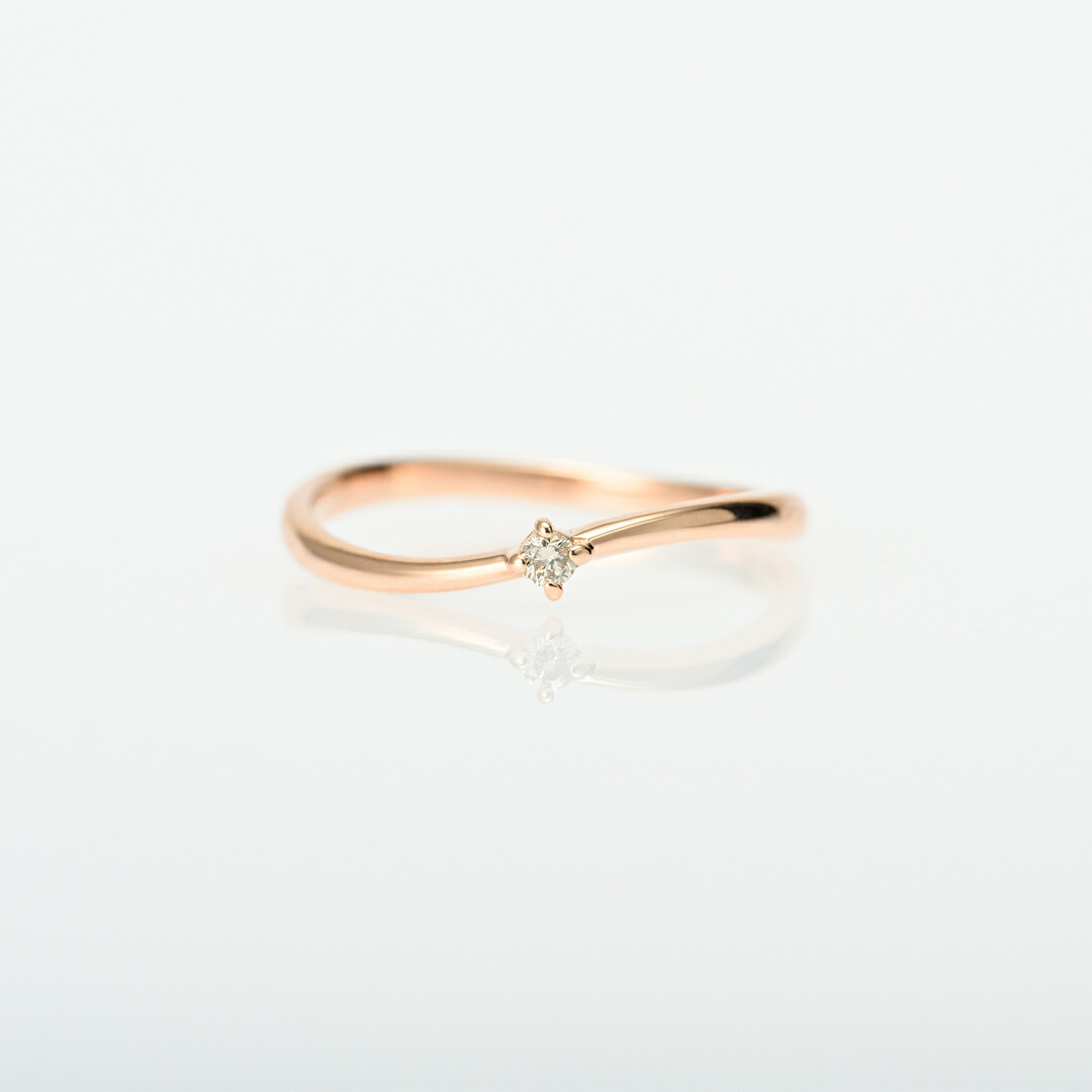 ピンキーリング K10ピンクゴールド ダイヤモンド0.02ct(4月誕生石)(ウェーブ)[0612440101]