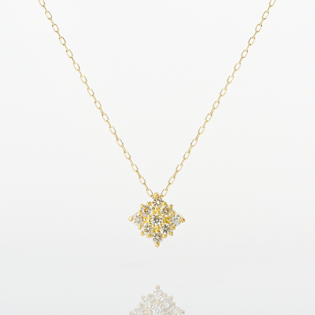 【特別価格ご提供品】ネックレス K18イエローゴールド ダイヤモンド合計0.1ct(4月誕生石)(ひし形/スクエア)[2221340201]