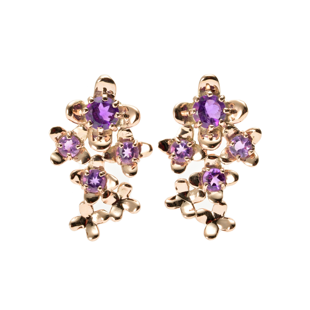 ピアス K10ピンクゴールド アメジスト ライトアメジスト(JLージュエルー)(ブーケ)(ライラック)