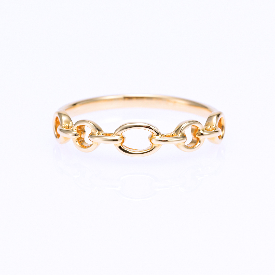 ☆素敵！一連ハート幅5.5mm k10金イエローゴールド指輪リング＃13号 リング K10イエローゴールド (地金) (チェーン風)[6311300103