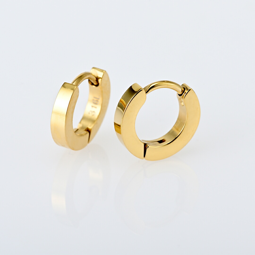 中折れピアス ステンレススチール イエローゴールドIPコーティング