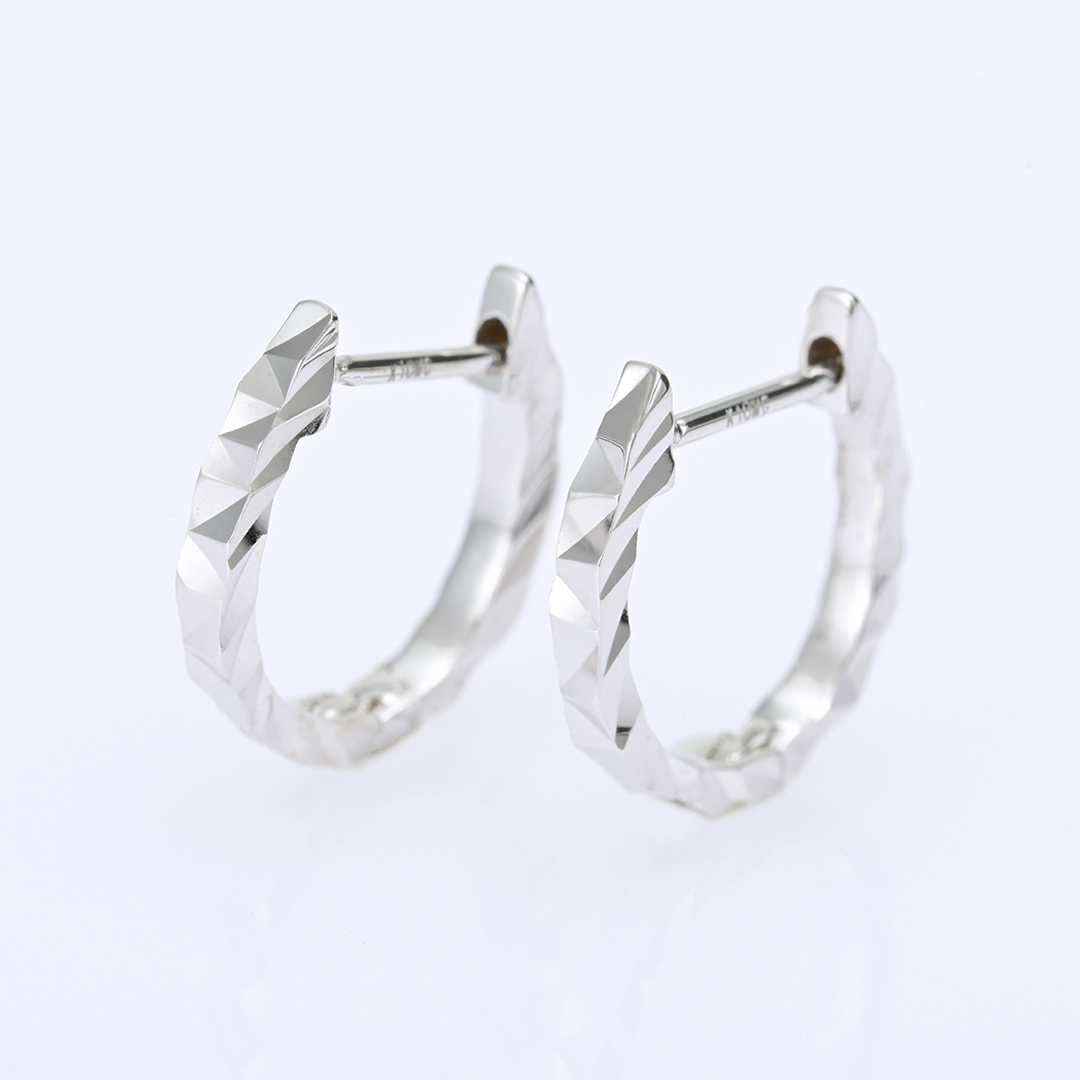 中折れピアス K10ホワイトゴールド