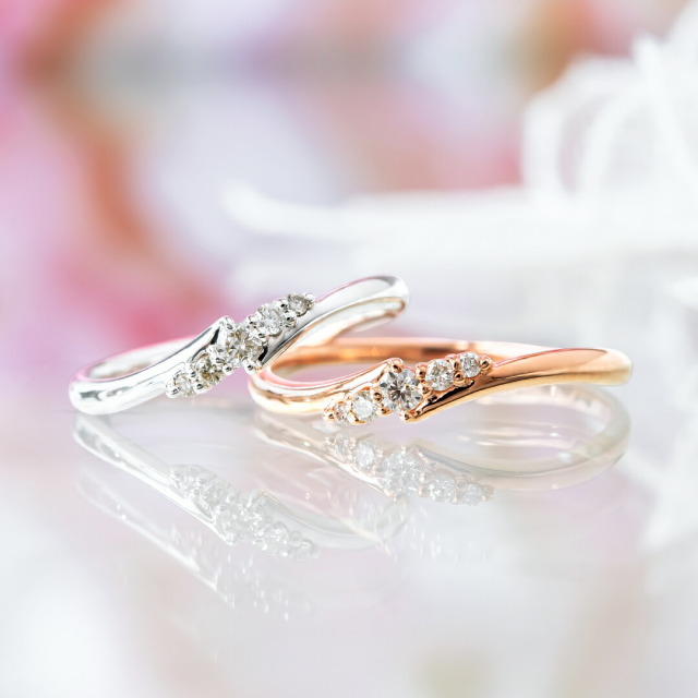 リング K10(ピンクゴールド・ホワイトゴールド) ダイヤモンド合計0.08  