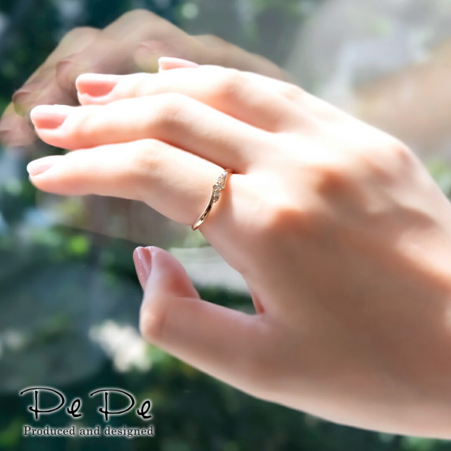 リング K10(ピンクゴールド・ホワイトゴールド) ダイヤモンド合計0.08  