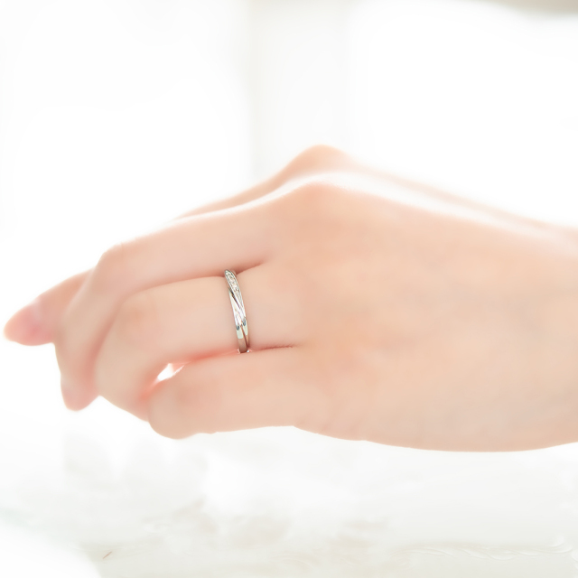 ペアセット】リング ステンレススチール ダイヤモンド (アガパンサス