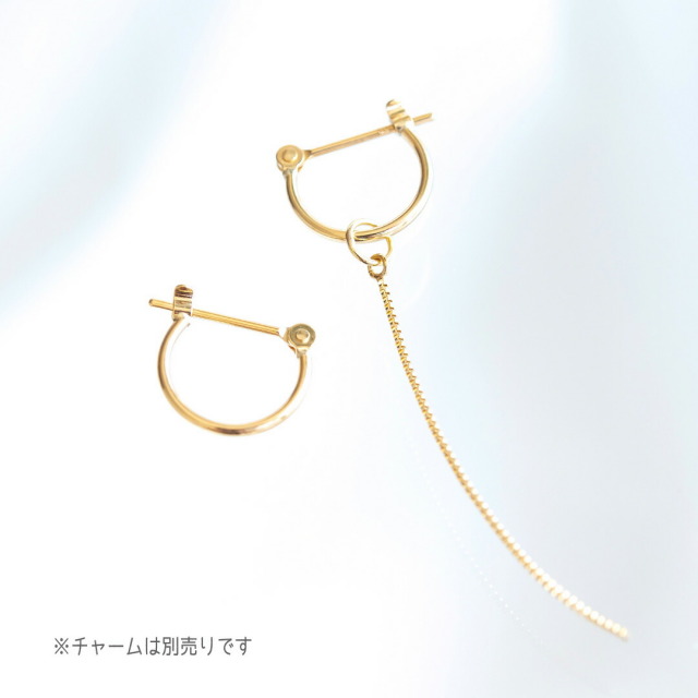 エメラルド イエローゴールド K18 18金 18K フープ スナップピアス