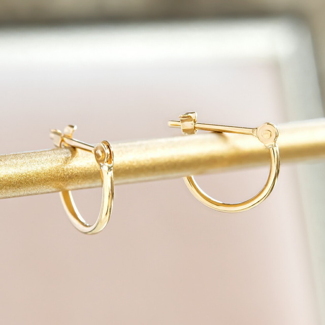 新品 K18シンプルフープピアス(リングピアス) サイズ1mm×10mm ゆる 