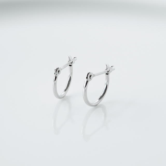 【1mmパイプ直径10mm】スナップピアス K10ホワイトゴールド