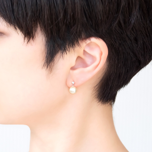 VERITE K10 ホワイトゴールド　パールカーブピアス 楽天市場】K10YG K10 10金 金 淡水パール ピアス パール 真珠