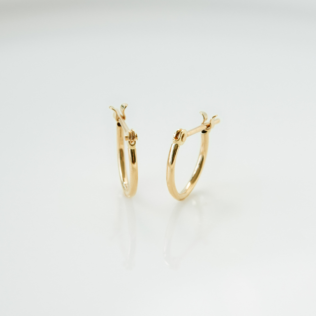 【1mmパイプ直径10mm】スナップピアス K10イエローゴールド