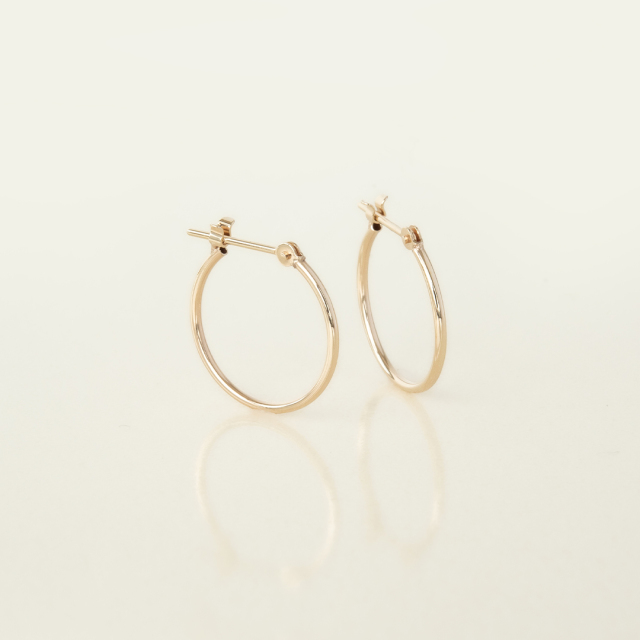 【1mmパイプ直径15mm】スナップピアス K10イエローゴールド