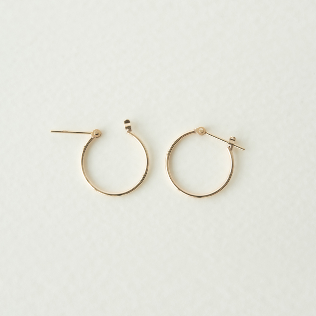 1mmパイプ直径15mm】スナップピアス K10イエローゴールド アクセサリー