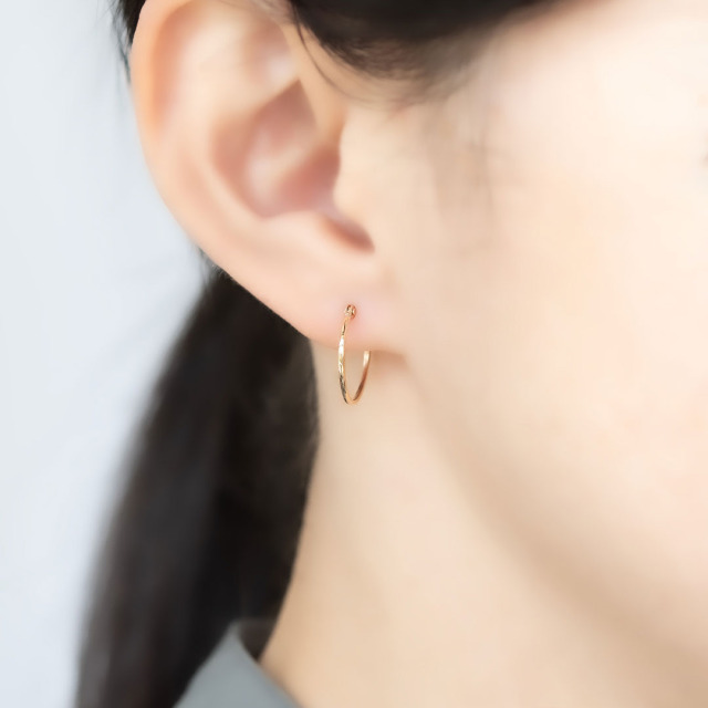 1mmパイプ直径15mm】スナップピアス K10イエローゴールド アクセサリー