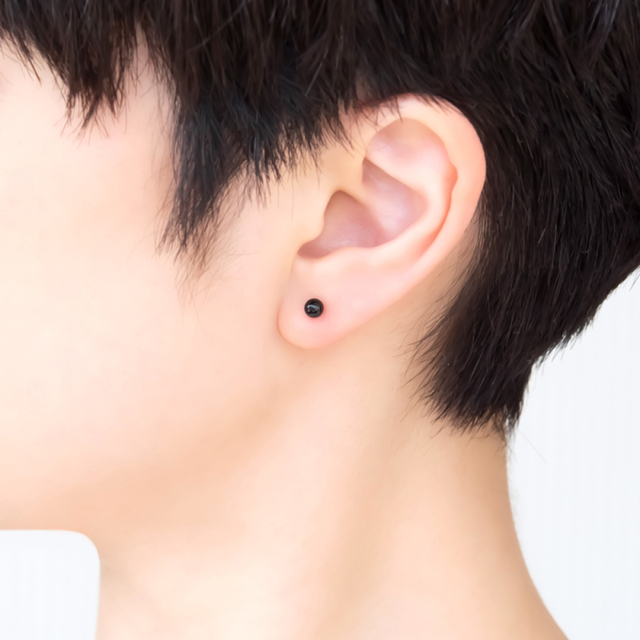 ピアス K18イエローゴールド オニキス 4ミリ丸玉[6252314005  